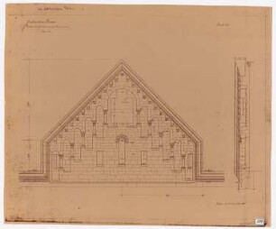 Königliches Residenzschloss Posen, Posen: Ansicht und Schnitt Giebel DG Nordseite 1:25