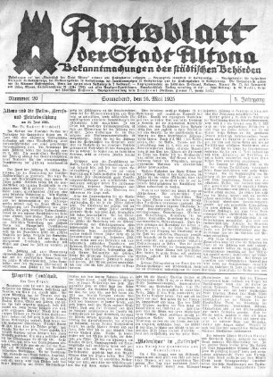 Nummer 20 : Sonnabend, den 16. Mai 1925