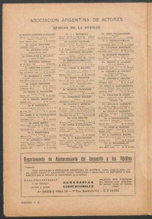 Asociación argentina de actores : Médicos de la entidad
