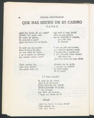 Que has hecho de mi cariño : Tango