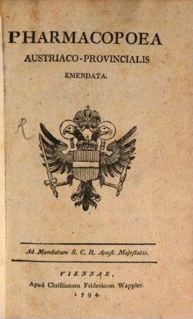 Pharmacopoea Austriaco-Provincialis Emendata