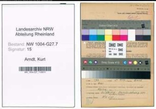 Entnazifizierung Kurt Arndt , geb. 01.07.1902 (Angestellter)