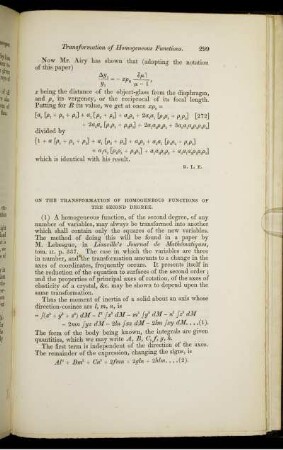 On the transformation of homogeneous function of the second degree.