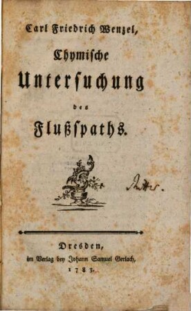 Carl Friedrich Wenzel, Chymische Untersuchung des Flußspaths