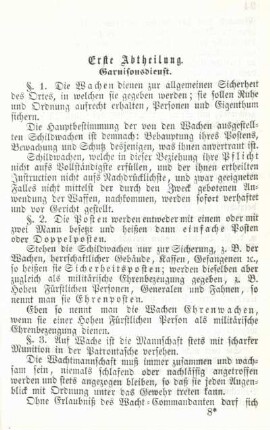 Erste Abtheilung. Garnisonsdienst.
