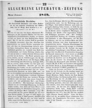 Lochner, G. W. K.: Die Französische Revolution vom ersten Ausbruch bis zur weitesten Ausdehnung von 1789 bis 1807. Nürnberg: Campe 1848 (Beschluss von Nr. 21)