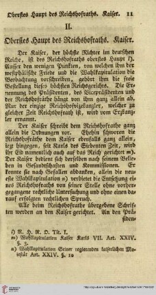 II. Oberstes Haupt des Reichshofraths. Kaiser