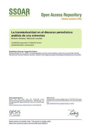 La transtextualidad en el discurso periodístico: análisis de una entrevista