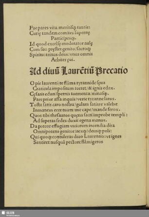 Ad diuum Laurentium Precatio