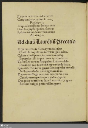Ad diuum Laurentium Precatio