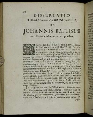 ...De Johannis Baptistæ ministerio, ejusdemque temporibus.