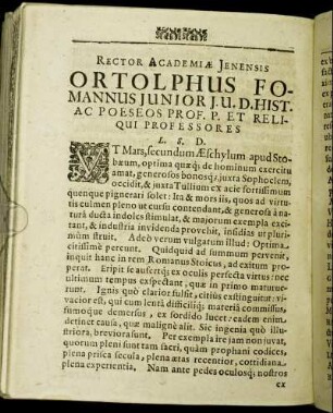 Rector Academiæ Jenensis [...]