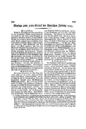 Beylage zum 50ten Stück der Deutschen Zeitung 1795