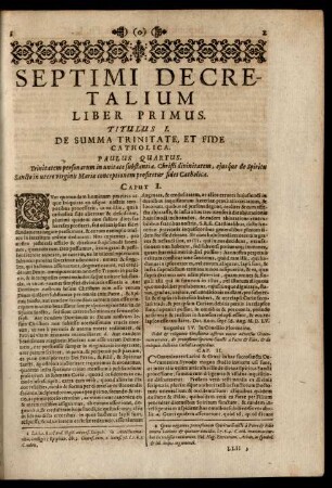 Septimi Decretalium Liber Primus.