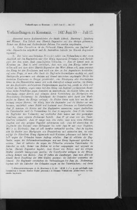 Verhandlungen zu Konstanz. - 1417 Juni 10 - Juli 17.