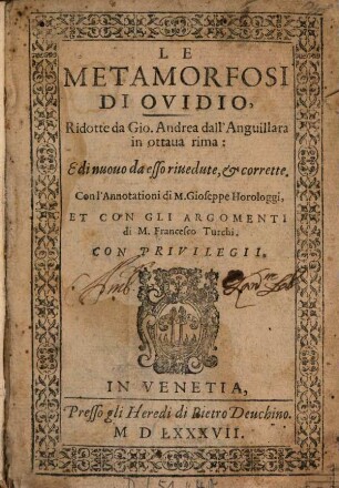 Le Metamorfosi Di Ovidio