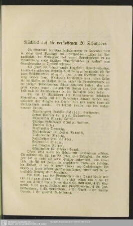 Rückblickauf die verflossenen 20 Schuljahre