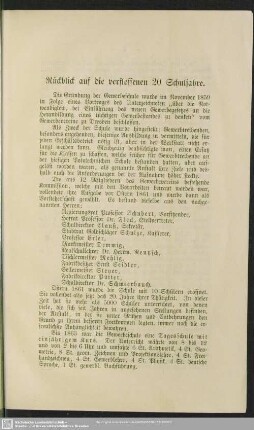 Rückblickauf die verflossenen 20 Schuljahre