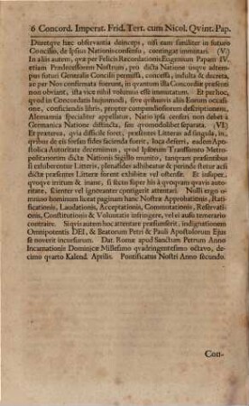 Adami Cortreji Corporis Juris Publici Sacri Romani Imperii Germanici Tomus ..., 1,6. Representans Observata historico-politico-iuridica ad concordata imperatoris Friderici III. et Nicolai V. Papae de investitura episcoporum et collatione benediciorum ecclesasticorum ...