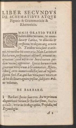 Liber Secundus De Schematibus Atque Figuris & Grammaticis & Rhetoricis.