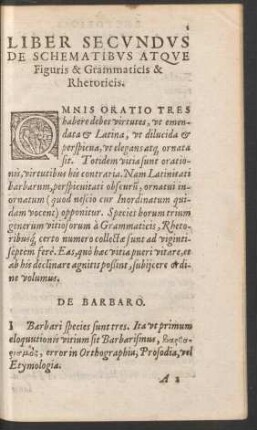 Liber Secundus De Schematibus Atque Figuris & Grammaticis & Rhetoricis.