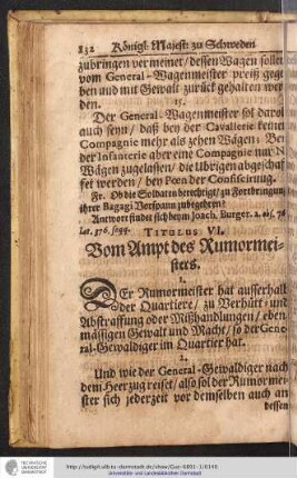 Titulus VI. Vom Ambt des Rumormeisters