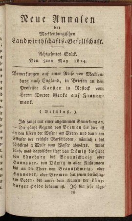 Achtzehntes Stück. Den 5ten May 1814.