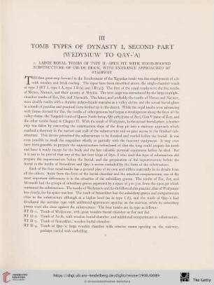 III. Tomb types of Dynasty I, second part (Wedymuw to Qay-'a)