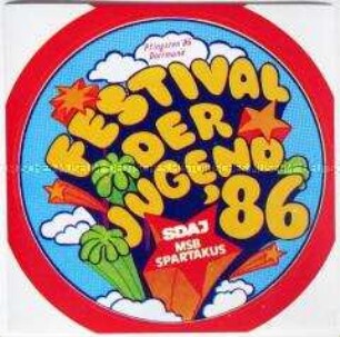 Aufkleber der SDAJ zum "Festival der Jugend" 1986 in Dortmund