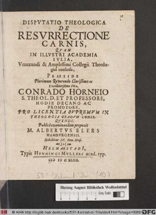 Disputatio Theologica De Resurrectione Carnis