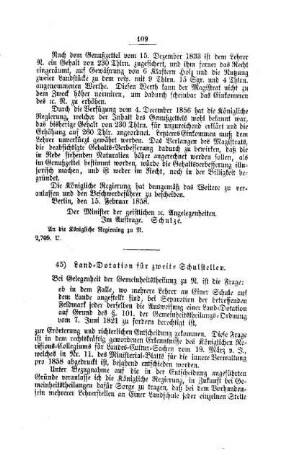 Land-Dotation für zweite Schulstellen : [IV. Elementarschulwesen]