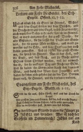 Lection am Feste Michaelis des Ertz-Engels