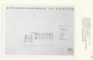 Kinderkrankenhaus, Berlin-Steglitz (Diplomarbeit bei Willy Kreuer): Normalgeschoss, Grundriss 2. Obergeschoss 1:200