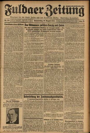 Erste Ausgabe vom Donnerstag, den 10. August 1933.