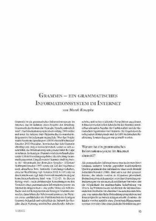 Grammis - ein grammatisches Informationssystem im Internet