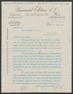 Brief an Ferruccio Busoni : 21.12.1910