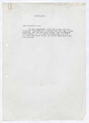 Brief von Gerhart Hauptmann an Claire Marck