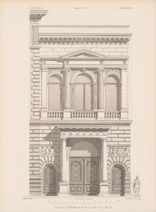Wohnhaus Voßstraße 19, Berlin: Ansicht Eingang (aus: Architektonisches Skizzenbuch, H. 164/5, 1880)