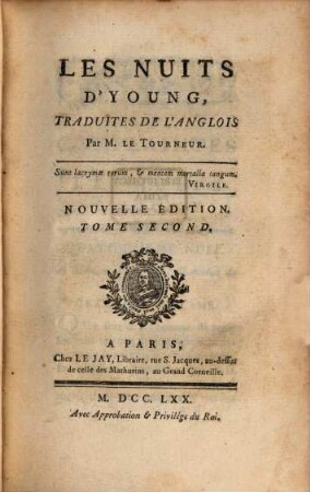 Les Nuits D'Young : Traduites De L'Anglois. 2