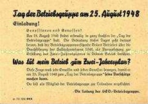 Einladung der SED zum "Tag der Betriebsgruppe"