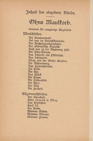 Inhalt der einzelnen Bände