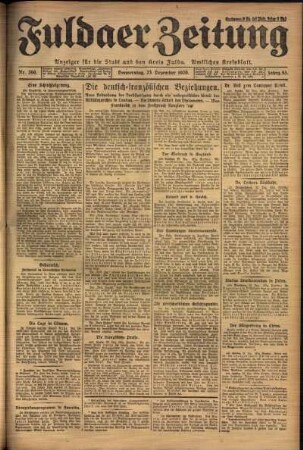 Erste Ausgabe vom Donnerstag, den 23. Dezember 1926.