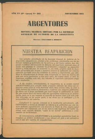 Nuestra reaparición - [Editorial]