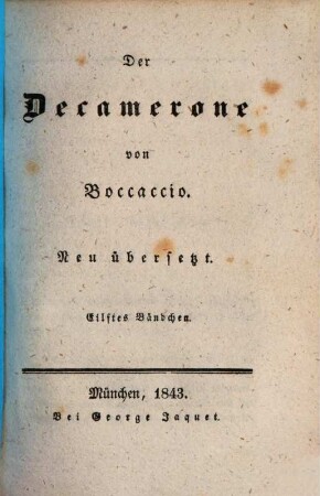 Der Decamerone von Boccaccio : Neu übersetzt. 11