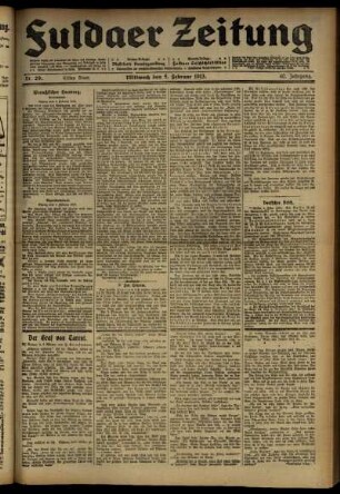 Erste Ausgabe vom Mittwoch, den 05. Februar 1913.