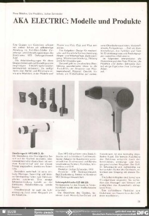 AKA ELECTRIC: Modelle und Produkte : Konsumgüter