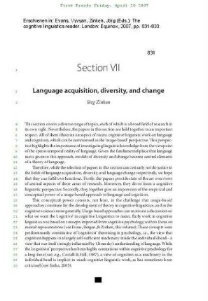 Language acquisition, diversity and change: introduction