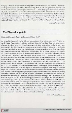 Zur Diskussion gestellt