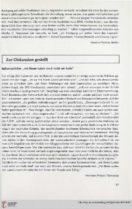 Zur Diskussion gestellt