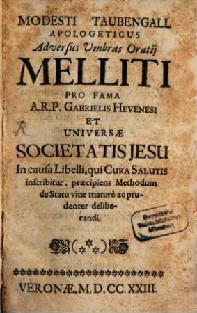 Apologeticus adversus umbras Oratii Melliti